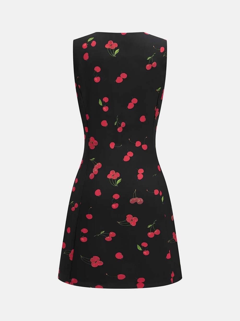 Commense Cherry Print Sleeveless V-Neck Mini Dress - Picture 3 of 8